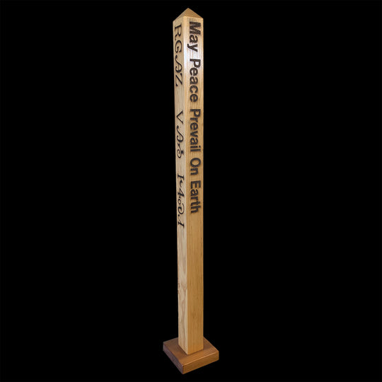 4-Sided Laser Engraved Cedar Garden Peace Pole 4'
